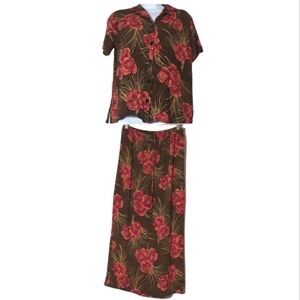 2 Piece Women's Hawaiian Shirt & Skirt Vacation Resort Wear Beach Matching Set